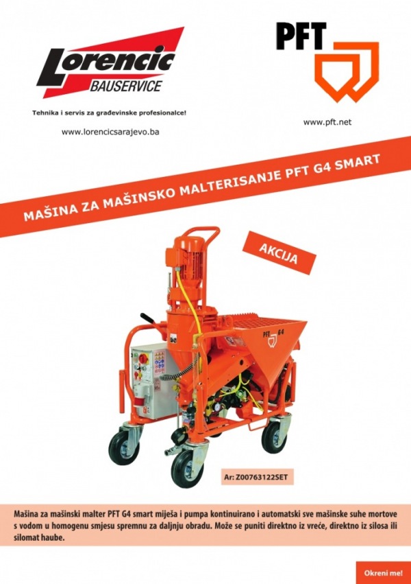 AKCIJA - Stroj za žbukanje PFT G4 smart sa dodacima GRATIS